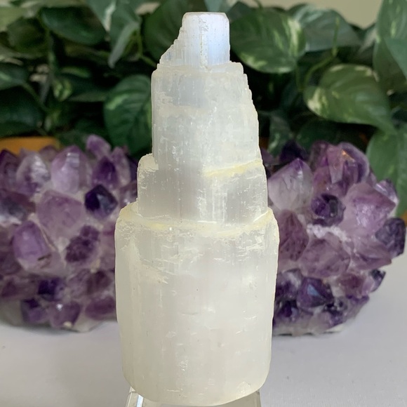 White Selenite Tower Crystal Healing Cleansing Satin Spar Chakra Reiki 4.2" 255g - Picture 4 of 8